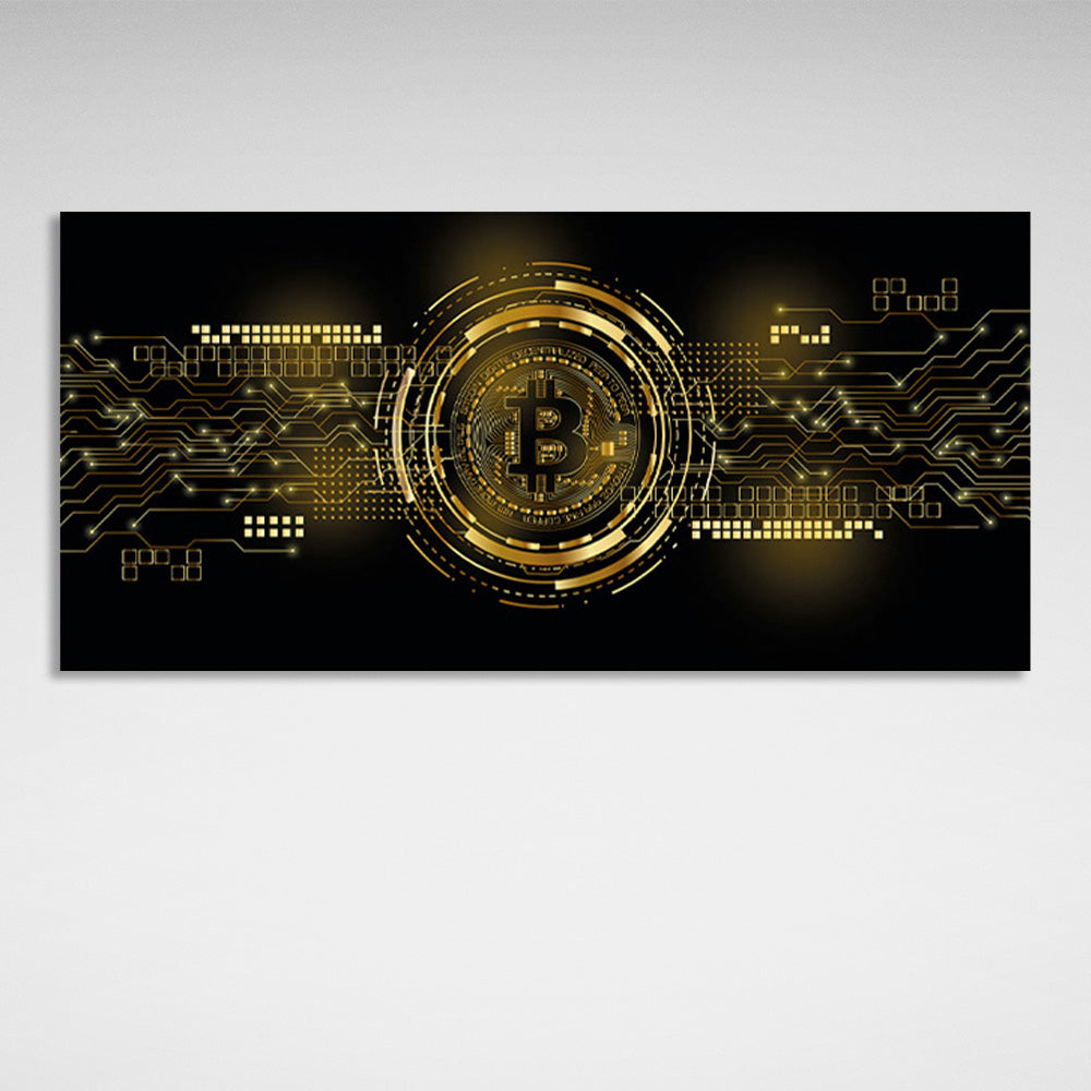 Inspirierender Kunstdruck auf Leinwand „Bitcoin“