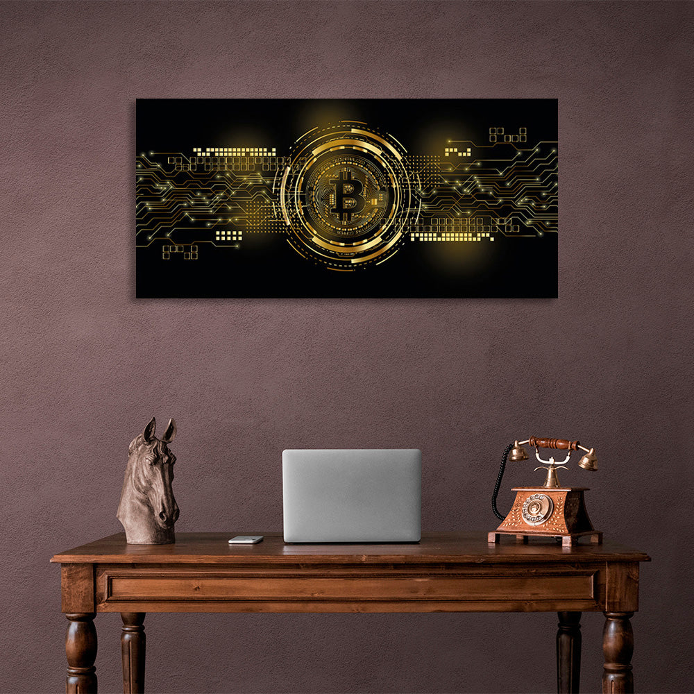 Inspirierender Kunstdruck auf Leinwand „Bitcoin“