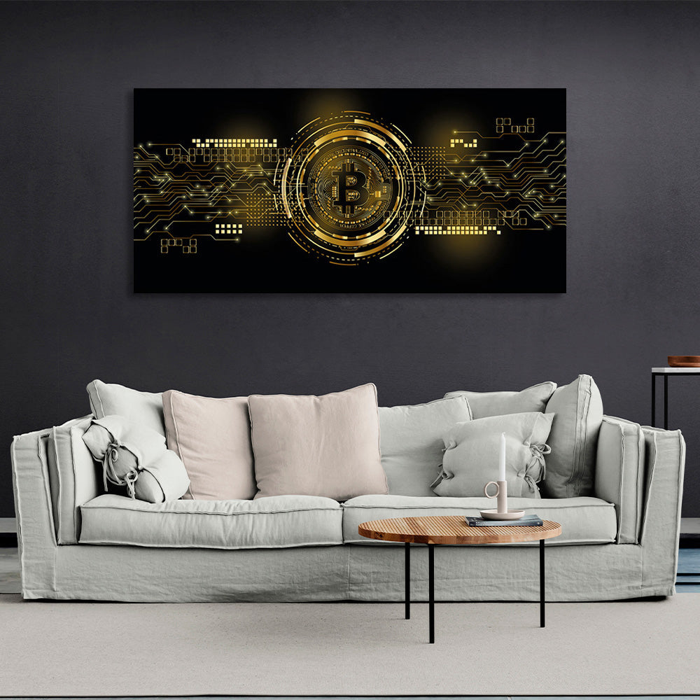 Inspirierender Kunstdruck auf Leinwand „Bitcoin“