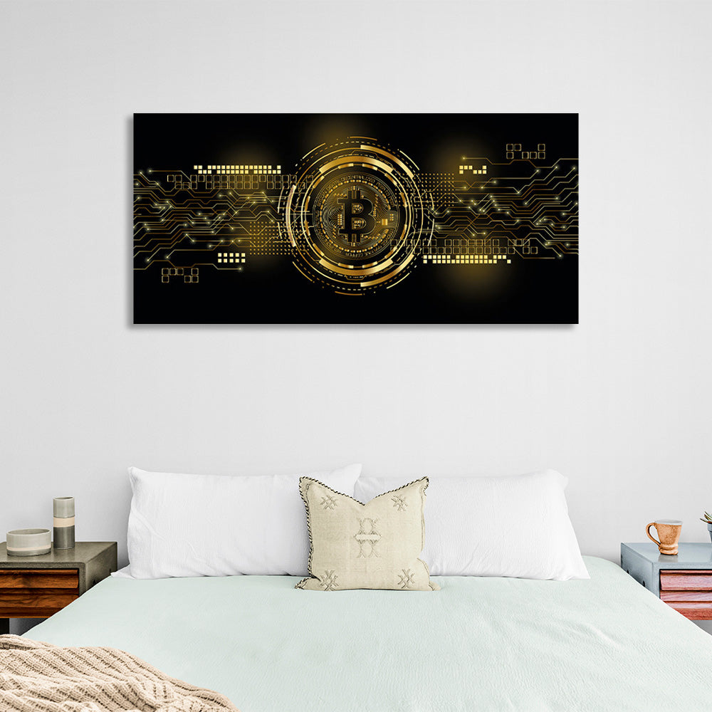 Inspirierender Kunstdruck auf Leinwand „Bitcoin“