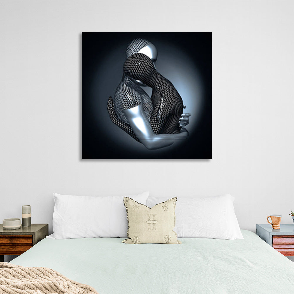 A couple under gray lighting Canvas Wall Art Print