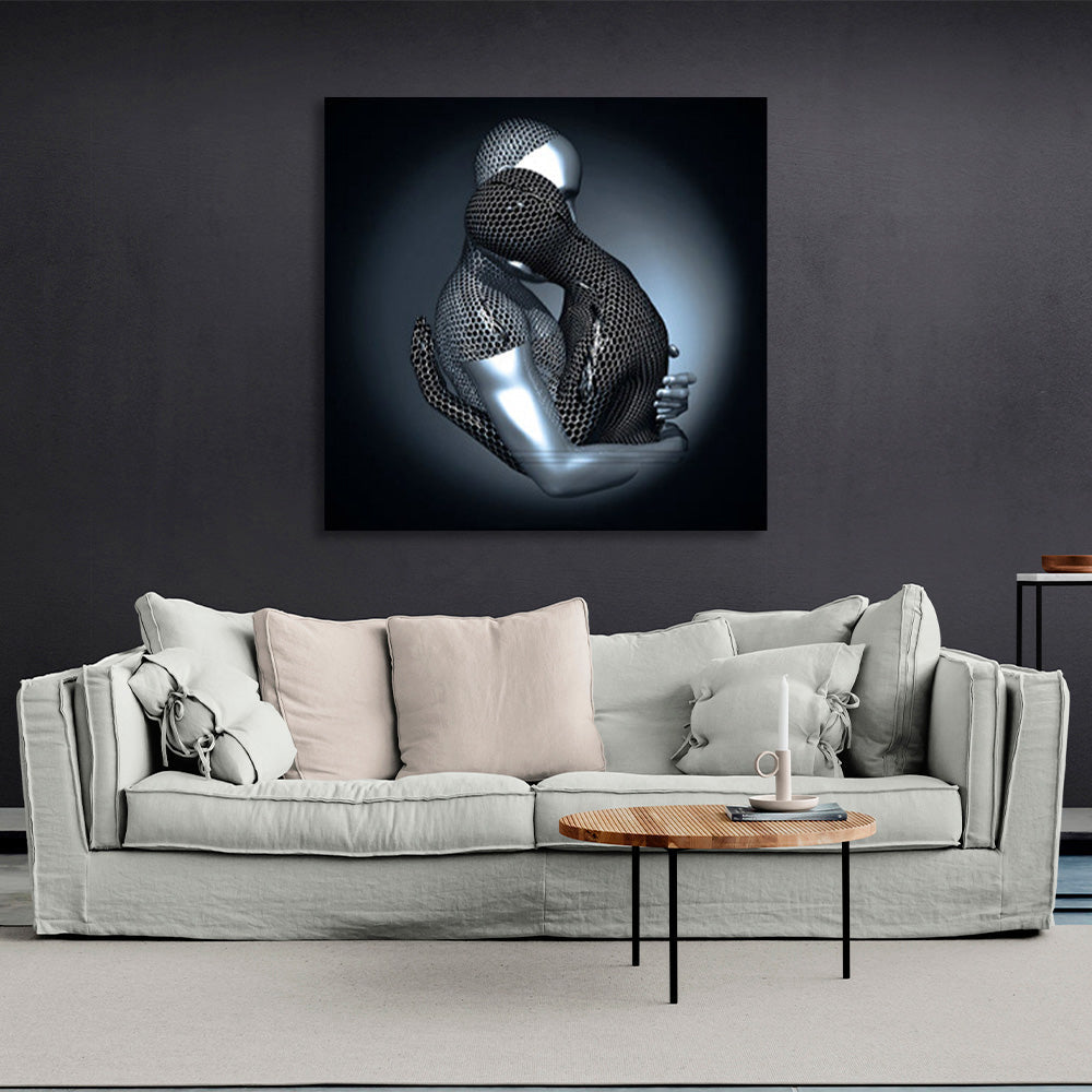 A couple under gray lighting Canvas Wall Art Print