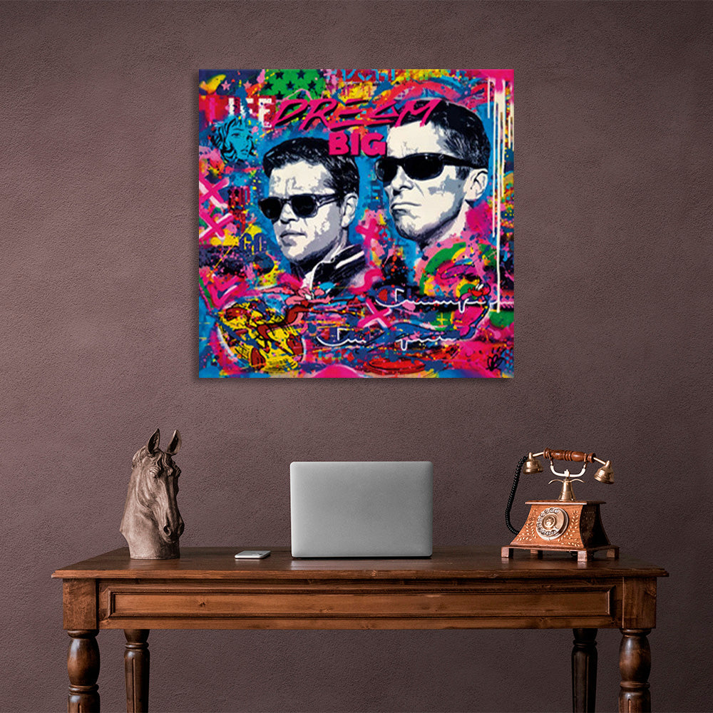 Two men in graffiti style Canvas Wall Art Print