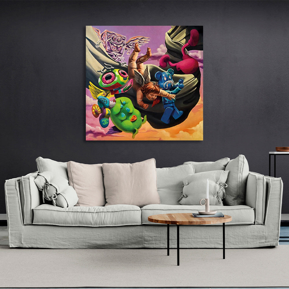 Cartoon characters in a variety of colors Canvas Wall Art Print