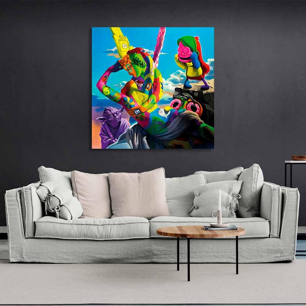 Characters in rainbow colors Canvas Wall Art Print