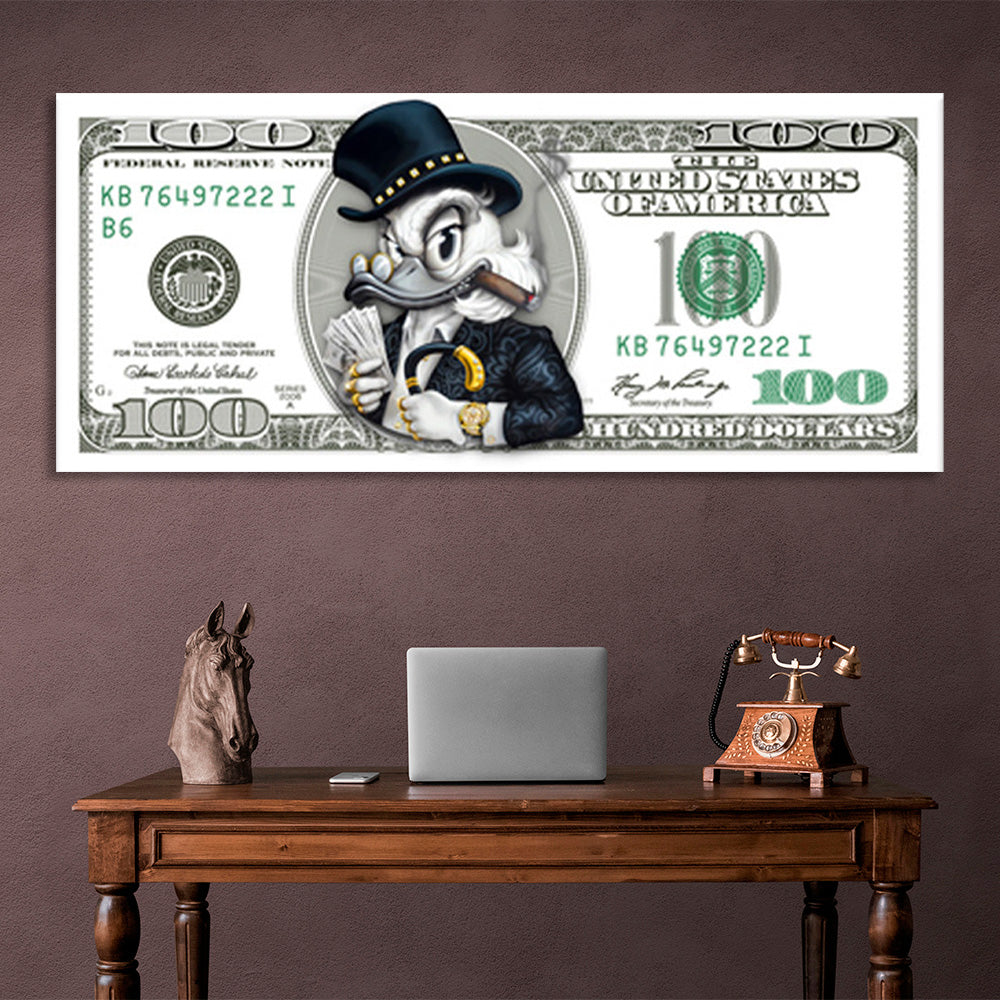 $100 Scrooge Inspirational Canvas Wall Art Print