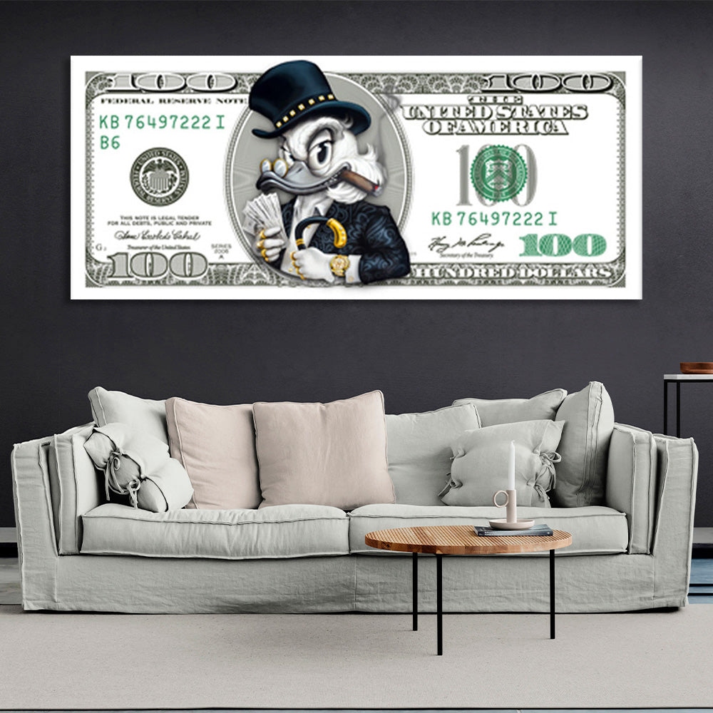 $100 Scrooge Inspirational Canvas Wall Art Print