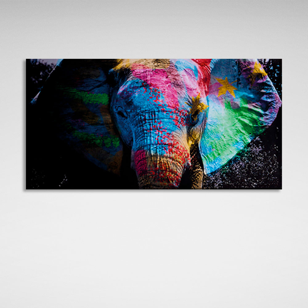 An elephant in bright colors Canvas Wall Art Print