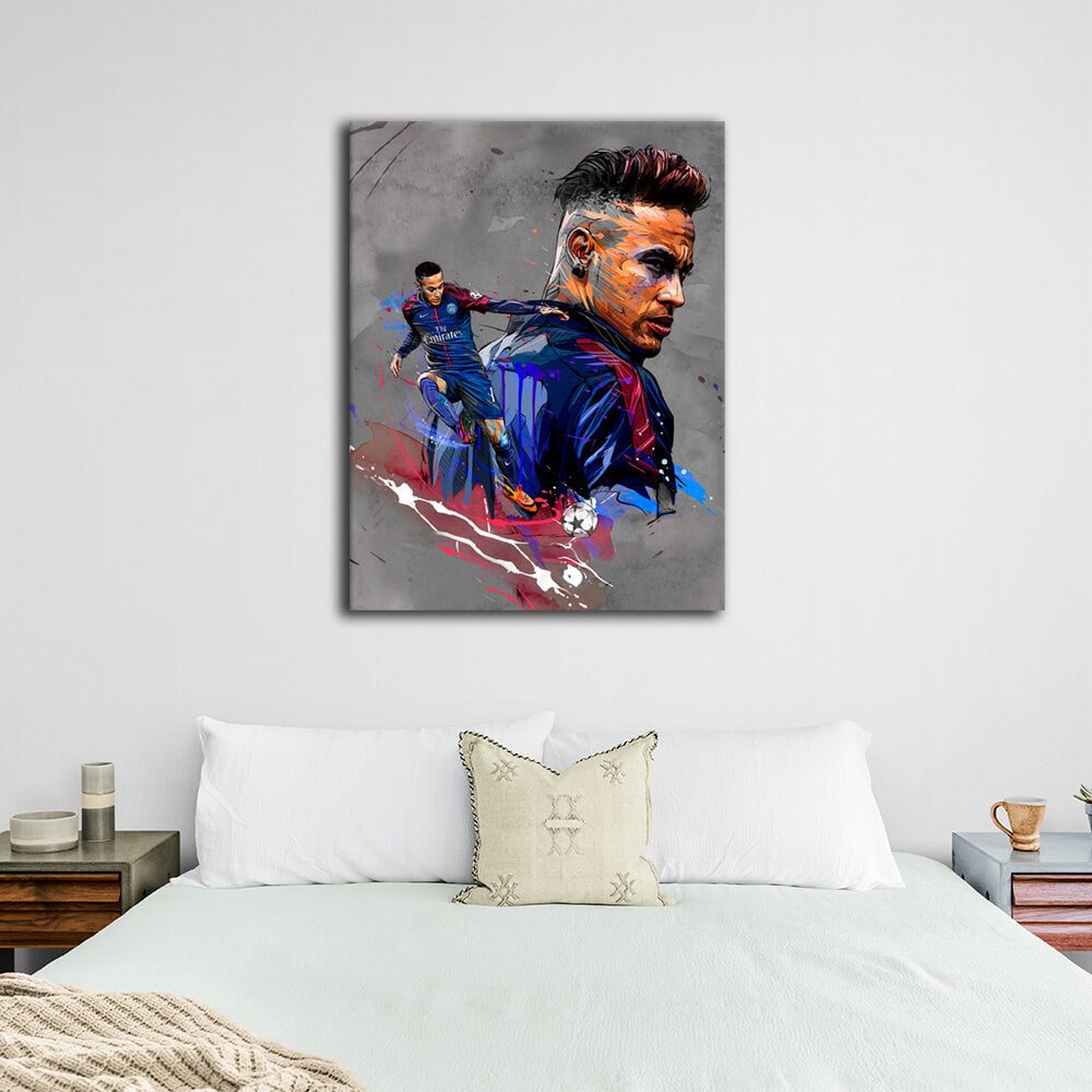 Kunstdruck auf Leinwand mit Fußballspieler Neymar