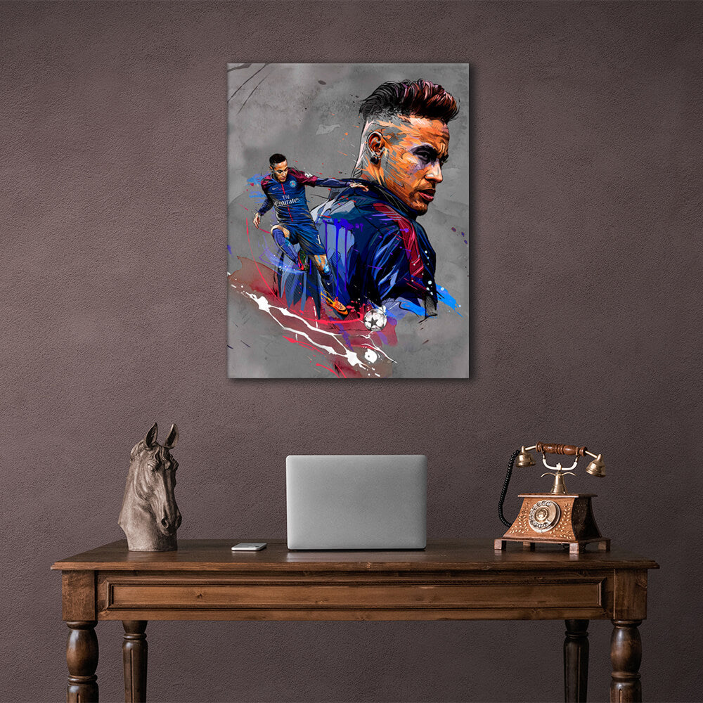 Kunstdruck auf Leinwand mit Fußballspieler Neymar