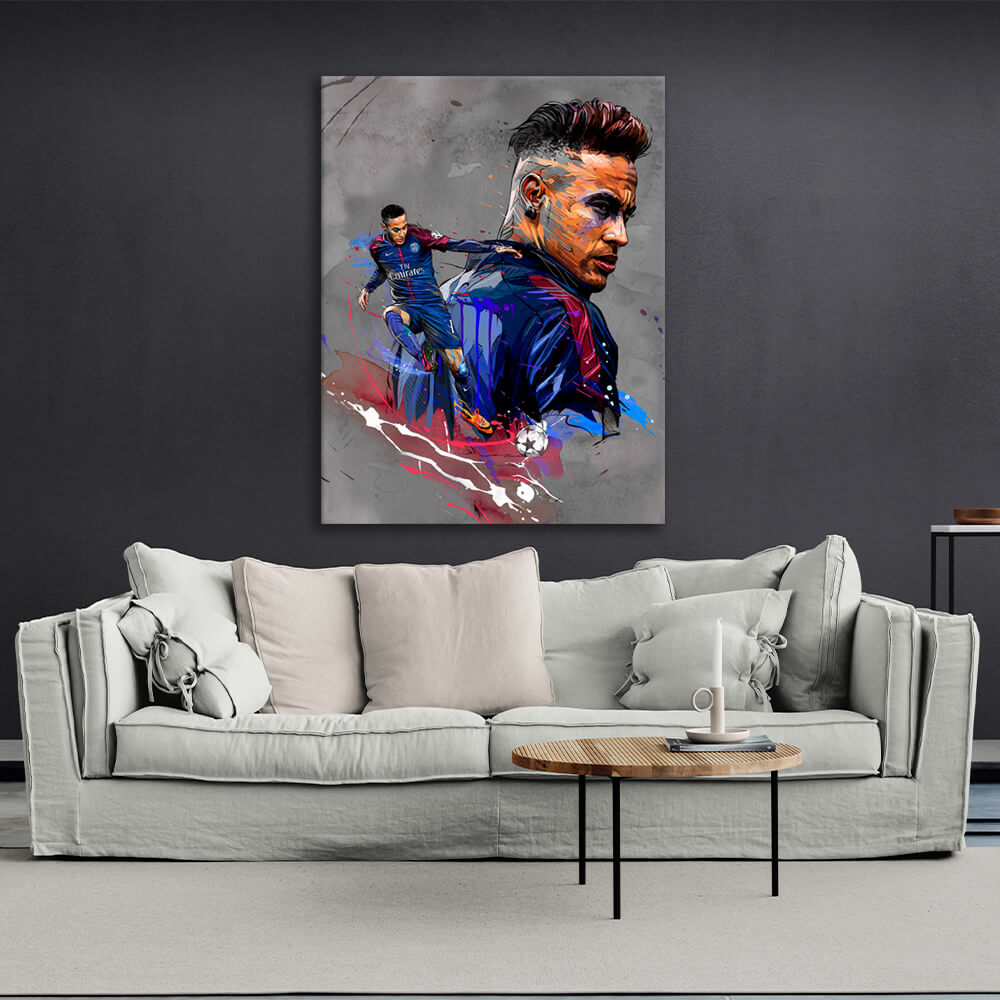 Kunstdruck auf Leinwand mit Fußballspieler Neymar