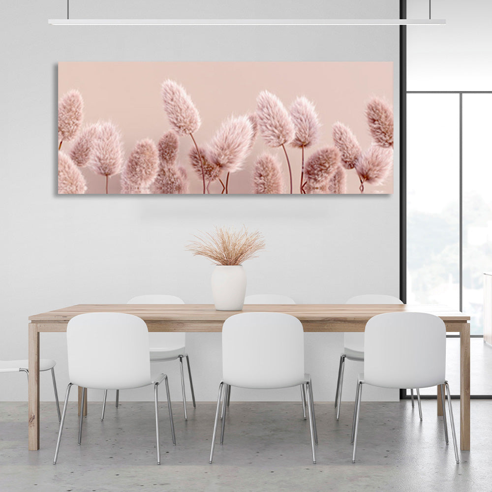 Soft beige plants on a pastel background Canvas Wall Art Print