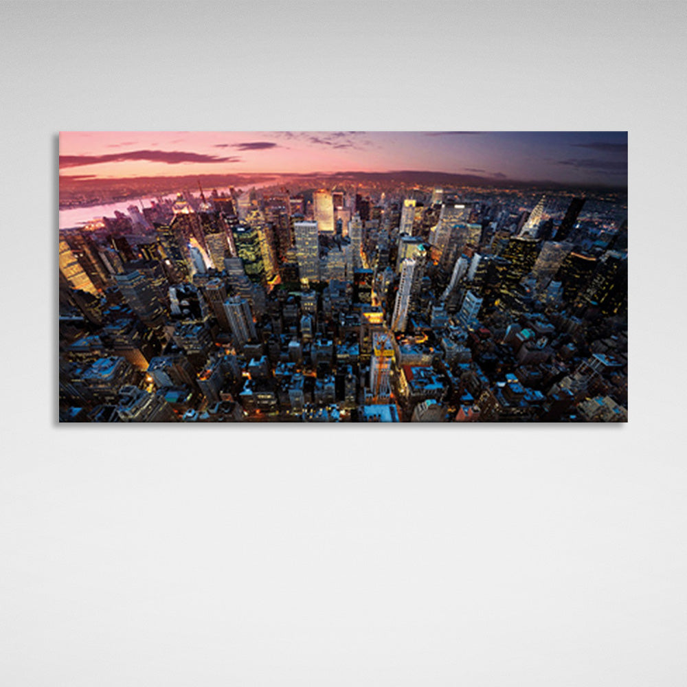 Evening big city Canvas Wall Art Print