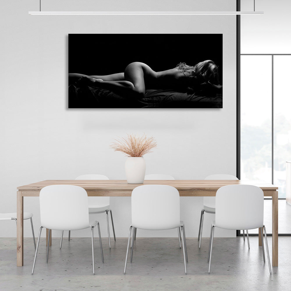 Das Mädchen in Schwarz und Weiß, Kunstdruck auf Leinwand für Schlafzimmer