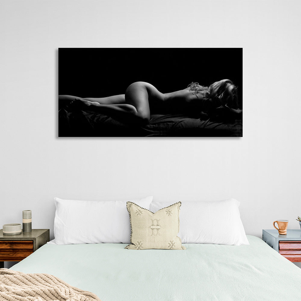 Das Mädchen in Schwarz und Weiß, Kunstdruck auf Leinwand für Schlafzimmer