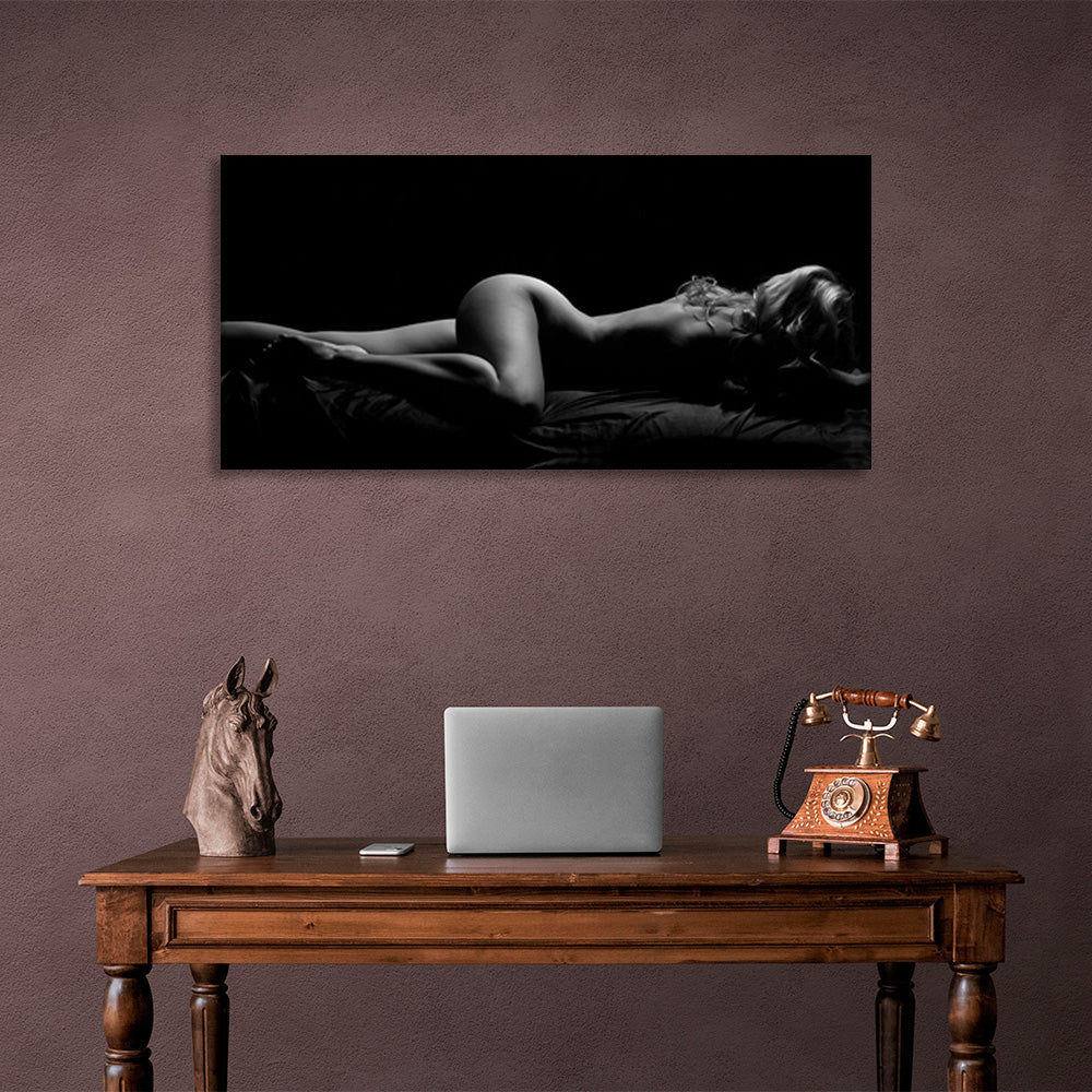 The girl in black and white Canvas Wall Art Print For Bedroom