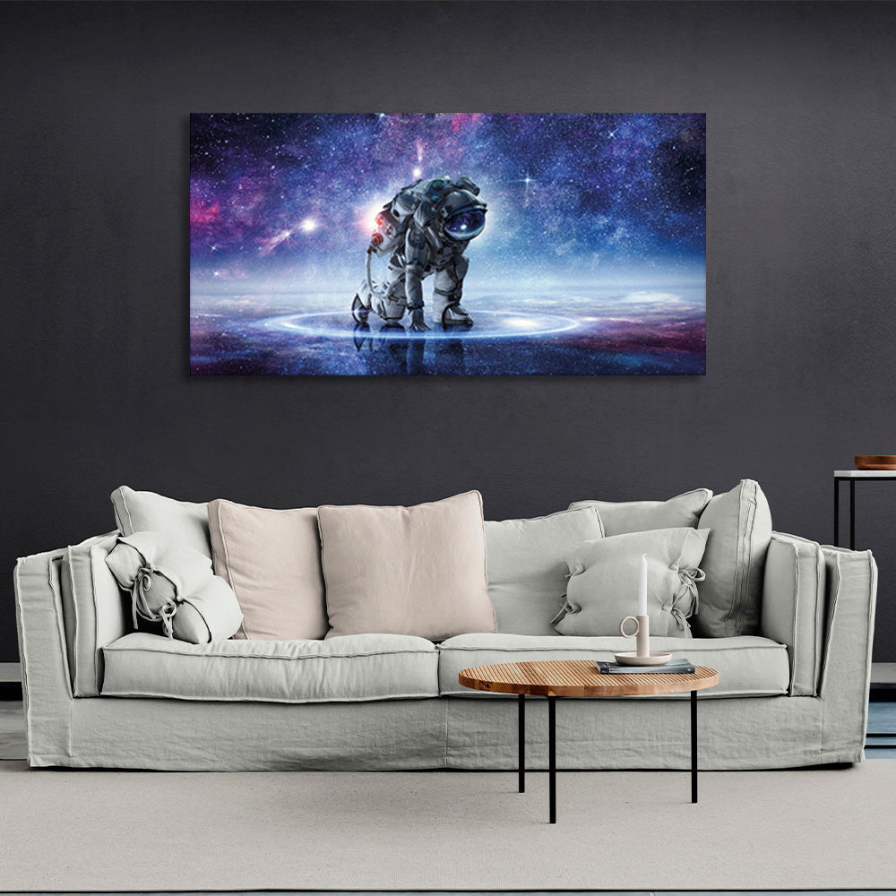 Astronaut on a starry background Canvas Wall Art Print