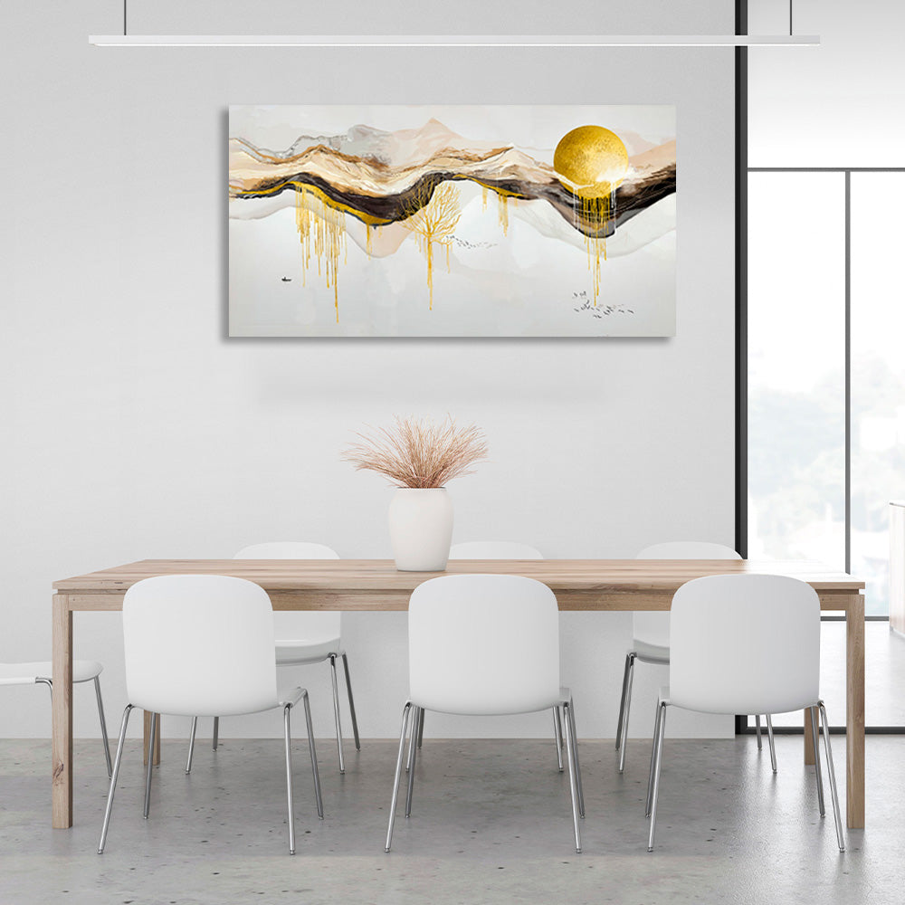 Abstraktion in Gold, Weiß und Schwarz Abstraktion Leinwand Wand Kunstdruck