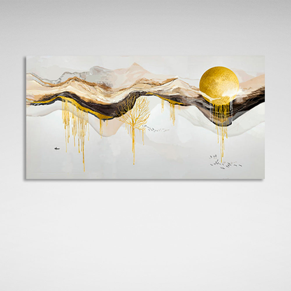 Abstraktion in Gold, Weiß und Schwarz Abstraktion Leinwand Wand Kunstdruck