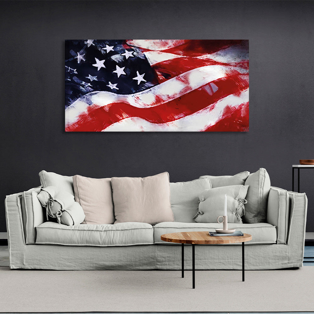 Kunstdruck auf Leinwand mit US-Flagge