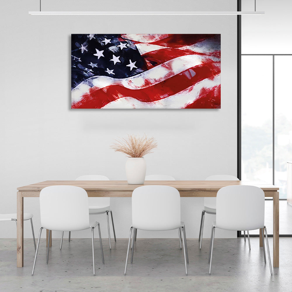 Kunstdruck auf Leinwand mit US-Flagge