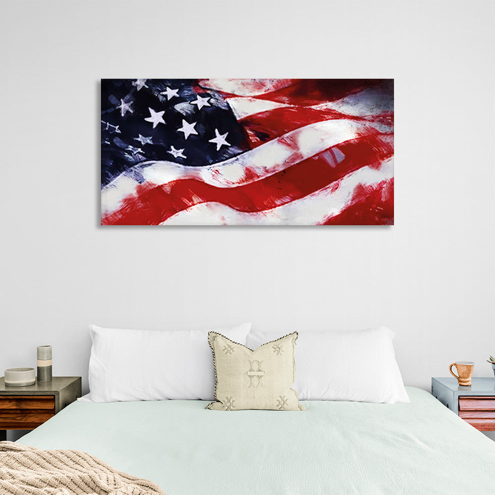 Kunstdruck auf Leinwand mit US-Flagge