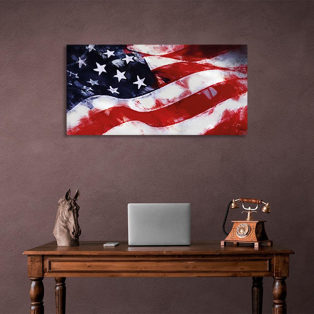 Kunstdruck auf Leinwand mit US-Flagge