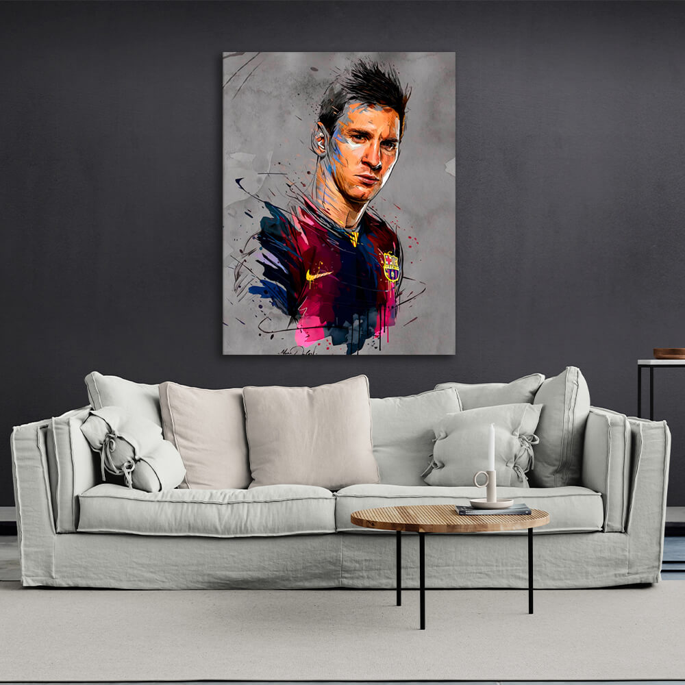 Kunstdruck auf Leinwand mit Fußballspieler Lionel Messi