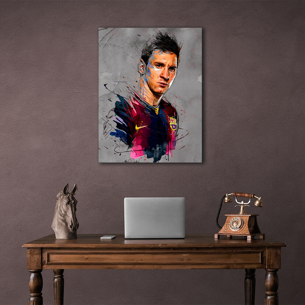 Footballer Lionel Messi Canvas Wall Art Print