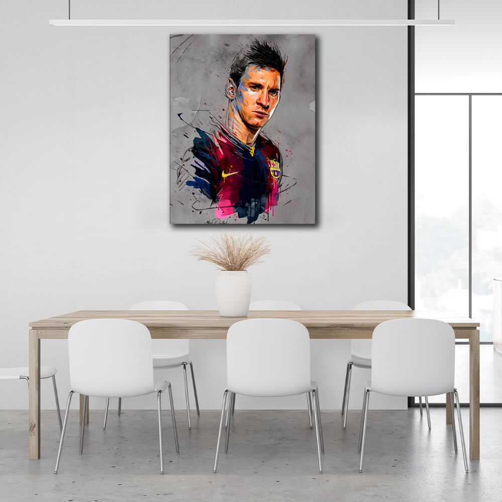 Kunstdruck auf Leinwand mit Fußballspieler Lionel Messi