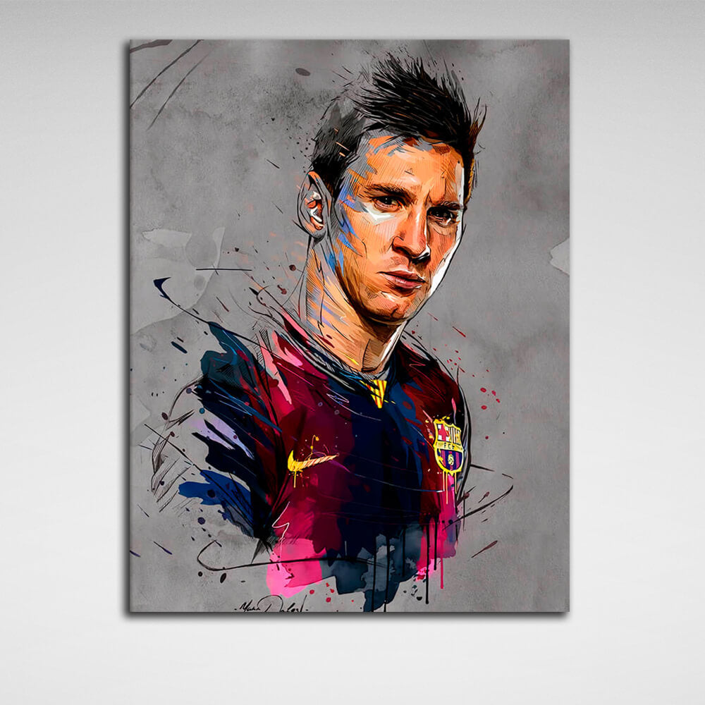 Kunstdruck auf Leinwand mit Fußballspieler Lionel Messi