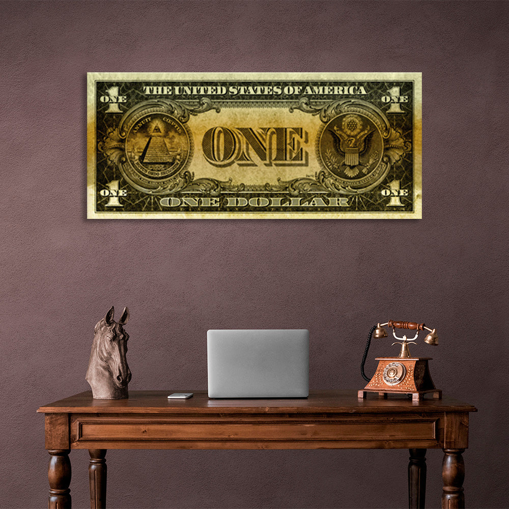 Designer-Kunstdruck auf Leinwand, Motiv „One Dollar Gold“, inspirierender Wanddruck