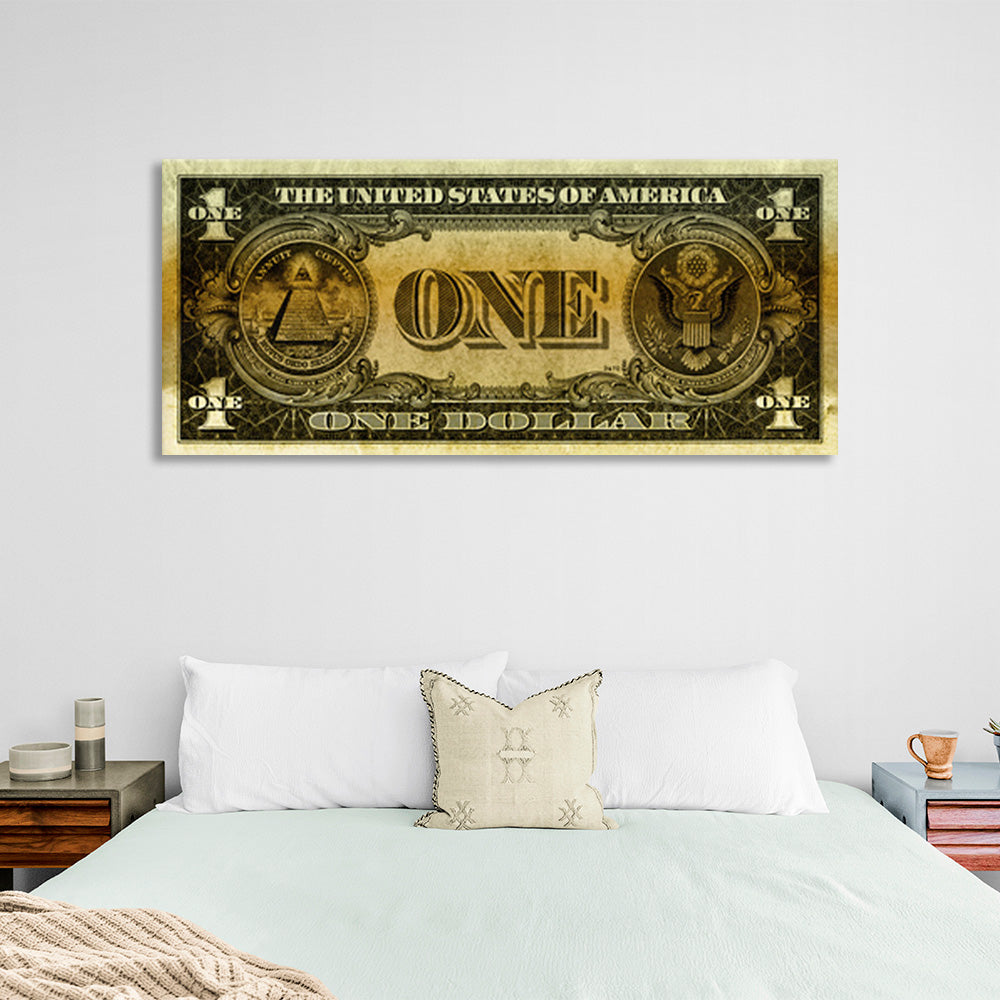 Designer-Kunstdruck auf Leinwand, Motiv „One Dollar Gold“, inspirierender Wanddruck