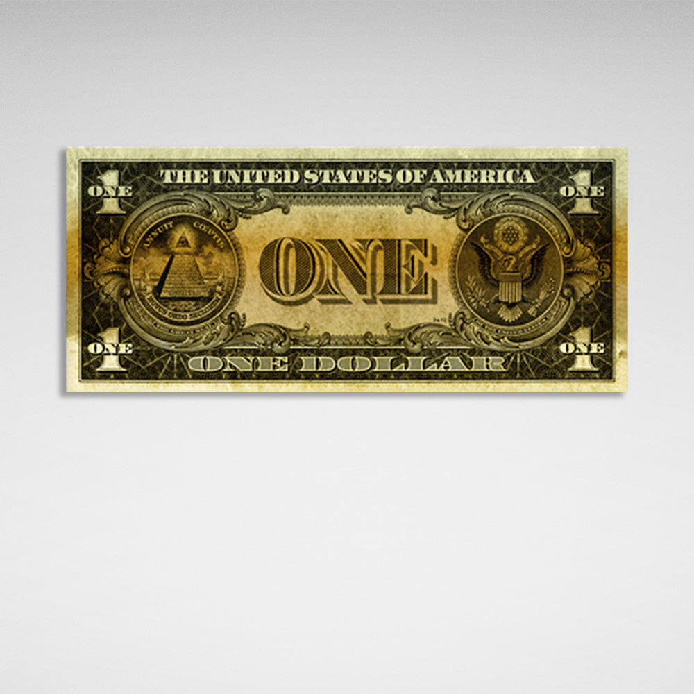 Designer-Kunstdruck auf Leinwand, Motiv „One Dollar Gold“, inspirierender Wanddruck