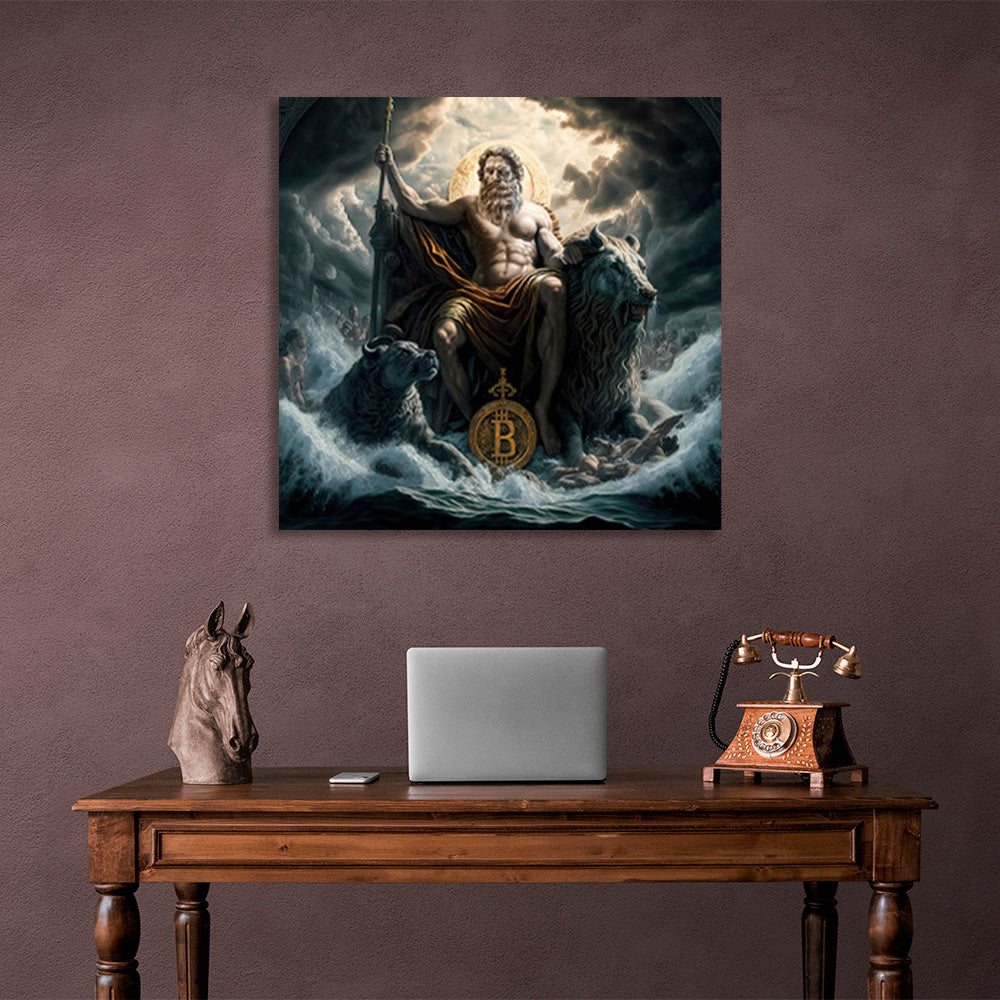 Zeus with the animals in the clouds Canvas Wall Art Print