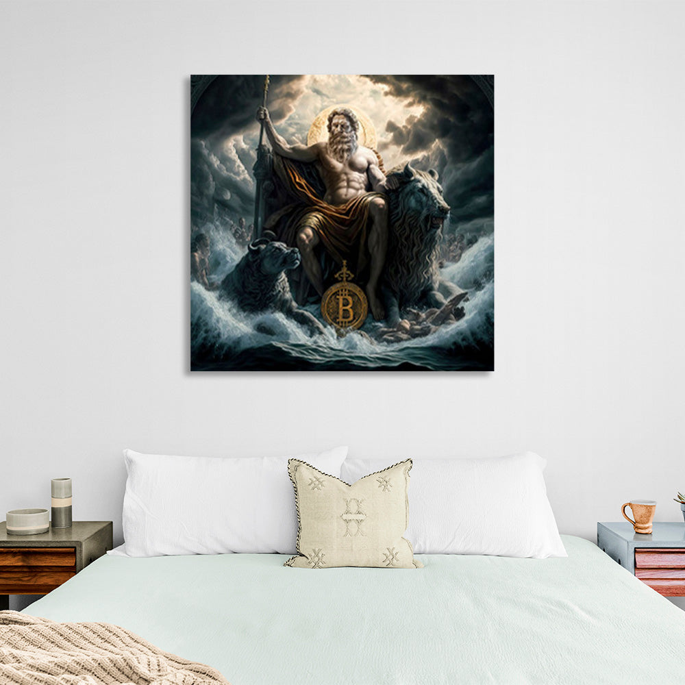 Leinwandbild „Zeus mit den Tieren in den Wolken“