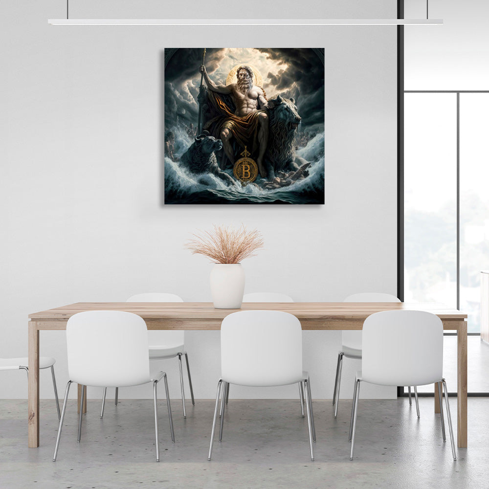 Zeus with the animals in the clouds Canvas Wall Art Print