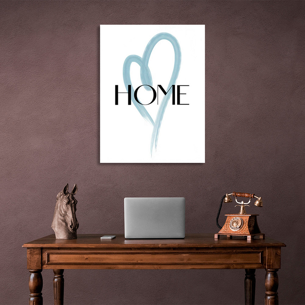 Leinwandbild mit der Aufschrift „HOME“