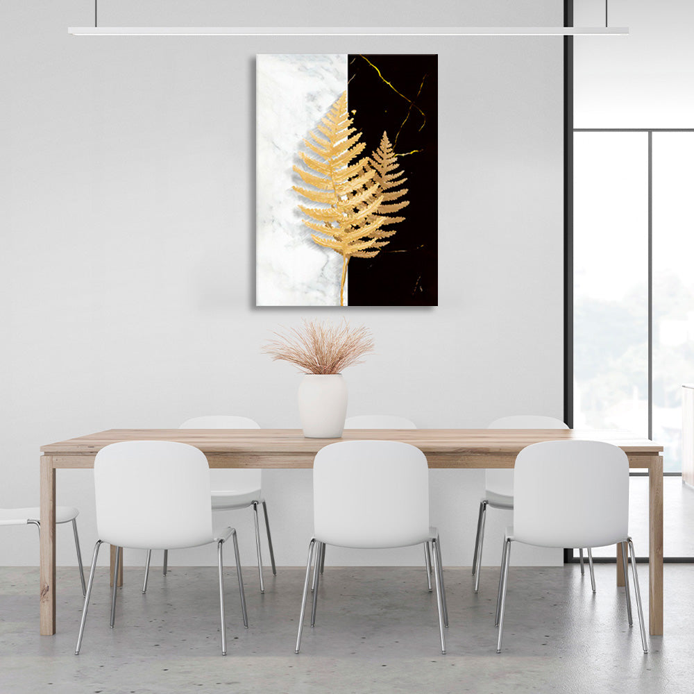 Golden foxes on a white and black background Canvas Wall Art Print