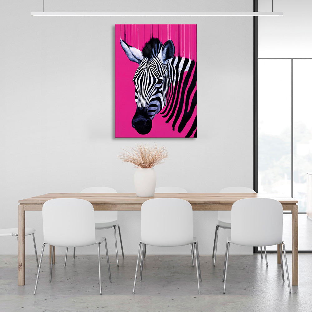 Kunstdruck auf Leinwand „Zebra auf Rosa“