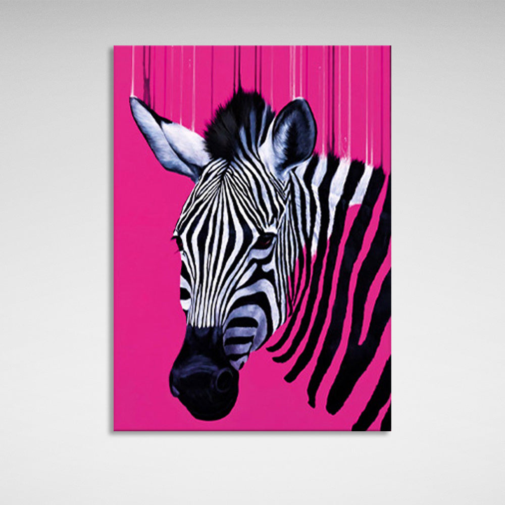 Kunstdruck auf Leinwand „Zebra auf Rosa“