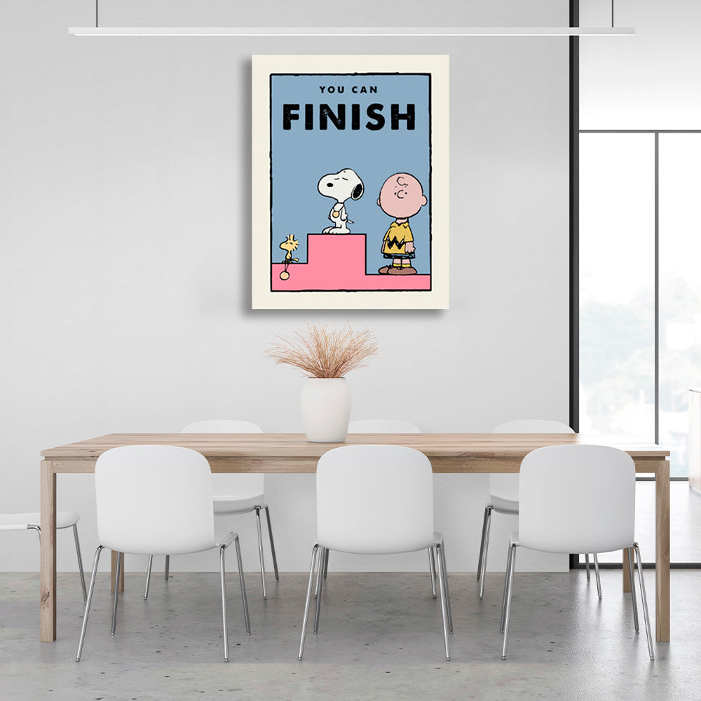 A pedestal with a doggy in first place Motivational Canvas Wall Art Print