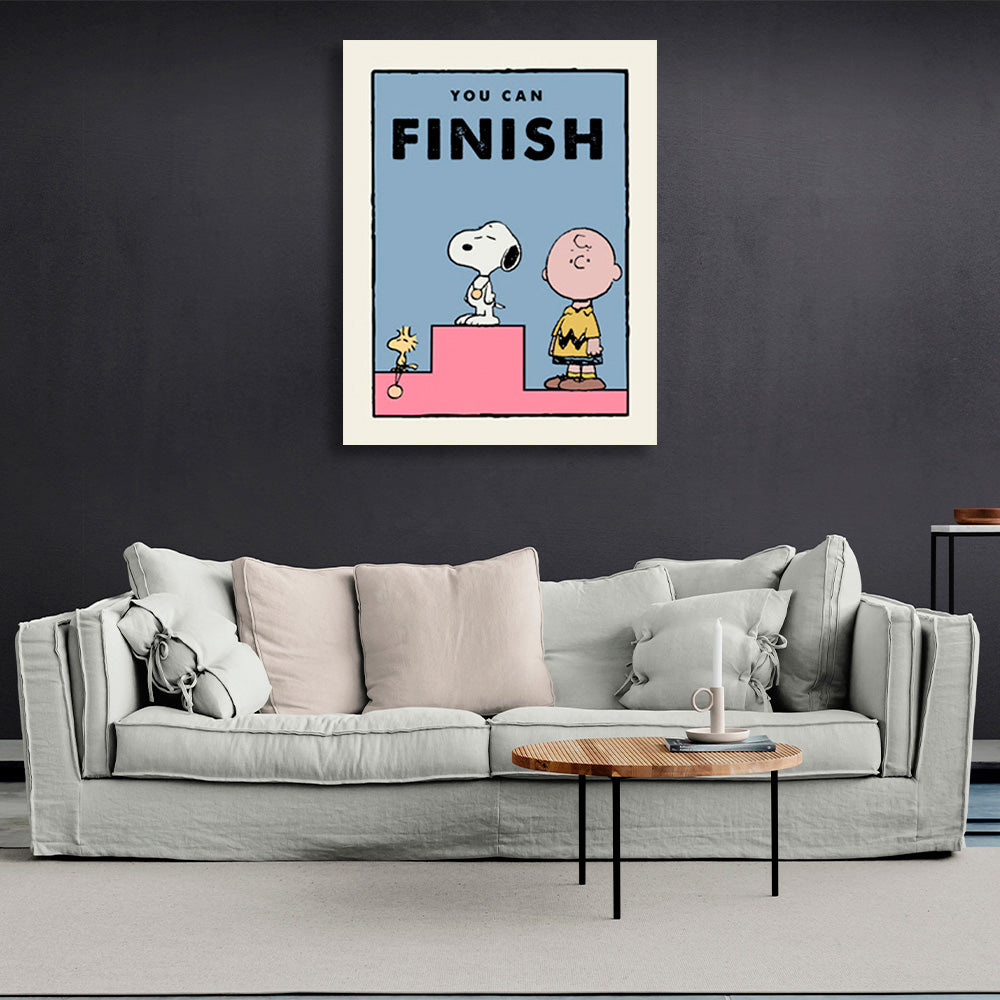 A pedestal with a doggy in first place Motivational Canvas Wall Art Print