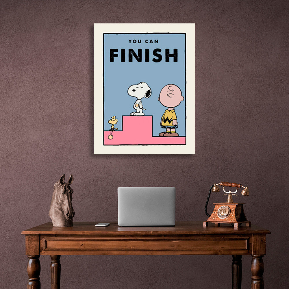 A pedestal with a doggy in first place Motivational Canvas Wall Art Print