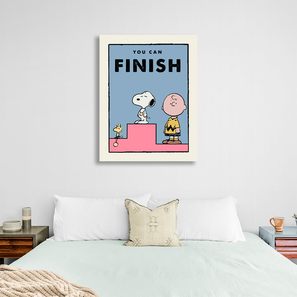 A pedestal with a doggy in first place Motivational Canvas Wall Art Print