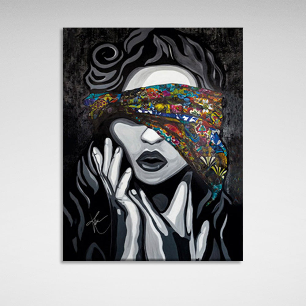 The girl with her eyes closed Canvas Wall Art Print