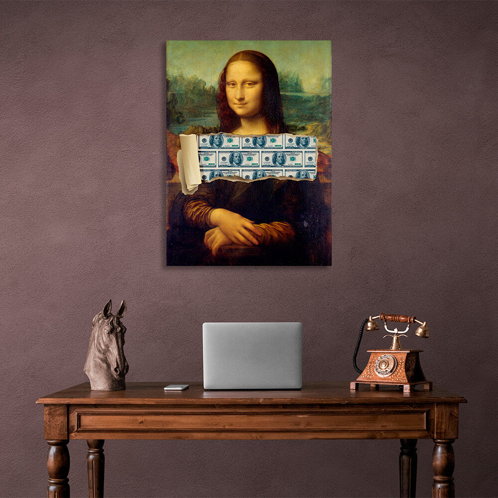 Mona Lisa, Money Lisa, inspirierender Kunstdruck auf Leinwand, Wanddekoration