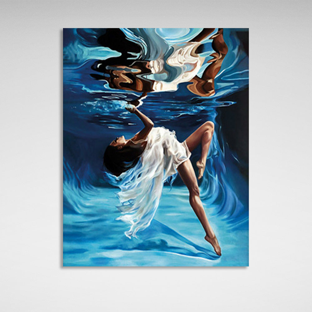 A girl underwater Canvas Wall Art Print