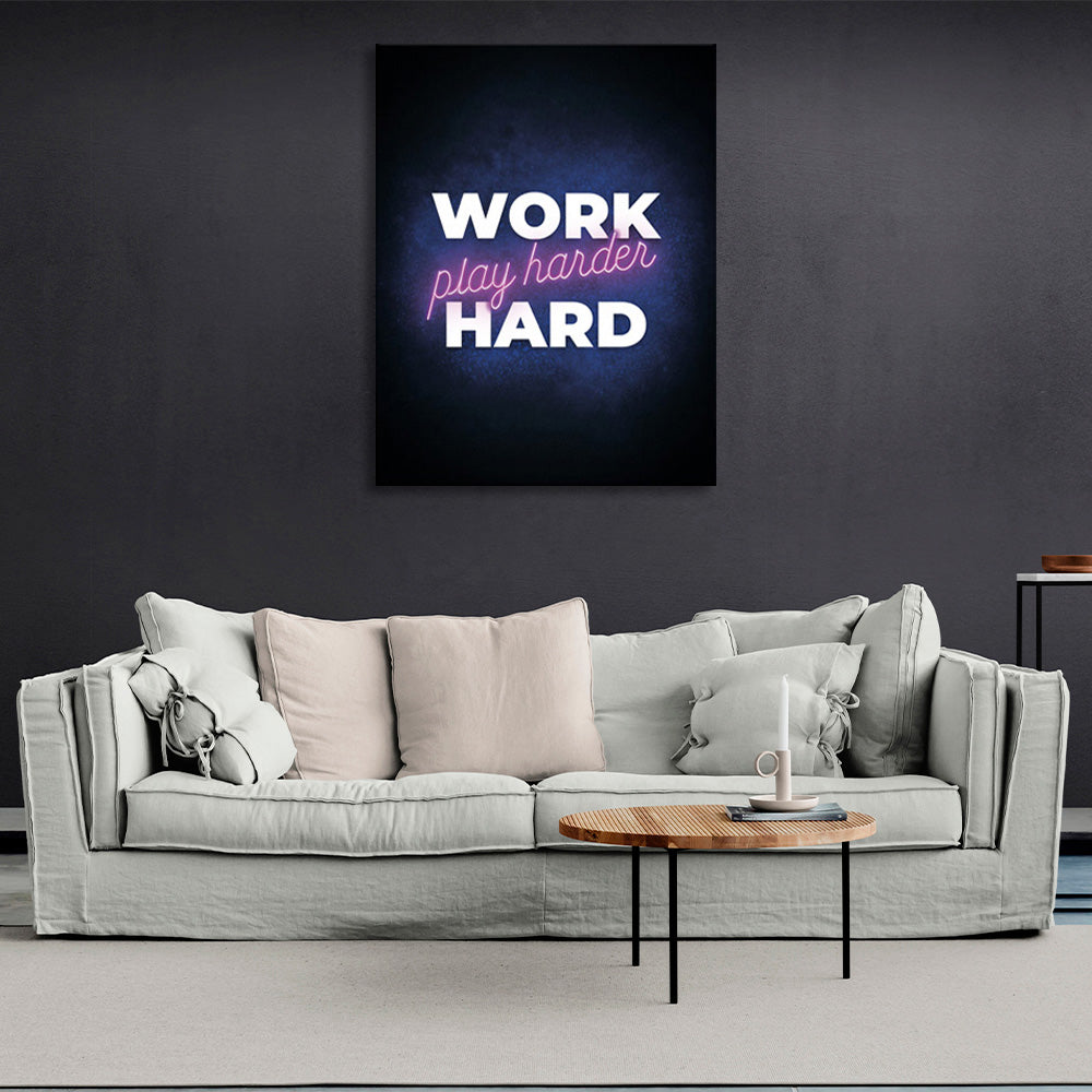 Inscription on dark blue background with black border Motivational Canvas Wall Art Print