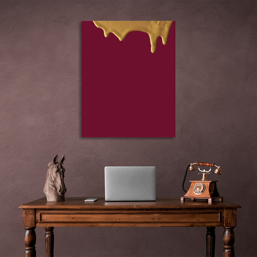 A burgundy canvas with gold paint Canvas Wall Art Print